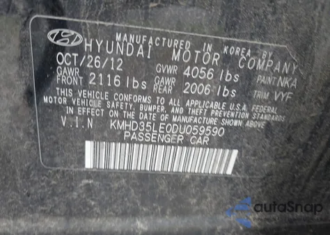 2013 Hyundai Elantra Gt z USA, uszkodzony, nr VIN KMHD35LE0DU059590